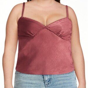 Silky Cami Top Faux Silk V Neck Babydoll Crochet Adjustable Straps 16-18, 20